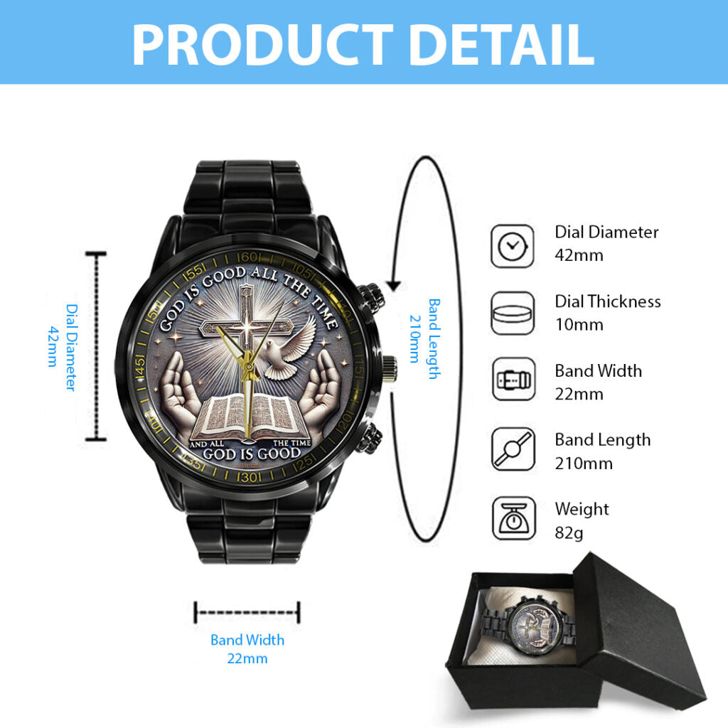 God Is Good Black Stainless Steel Watch - TANTN14721