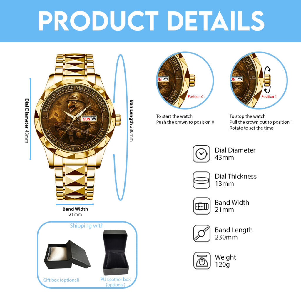 US Marine Corps Alloy Luxury Quartz Watch - TANTN15864