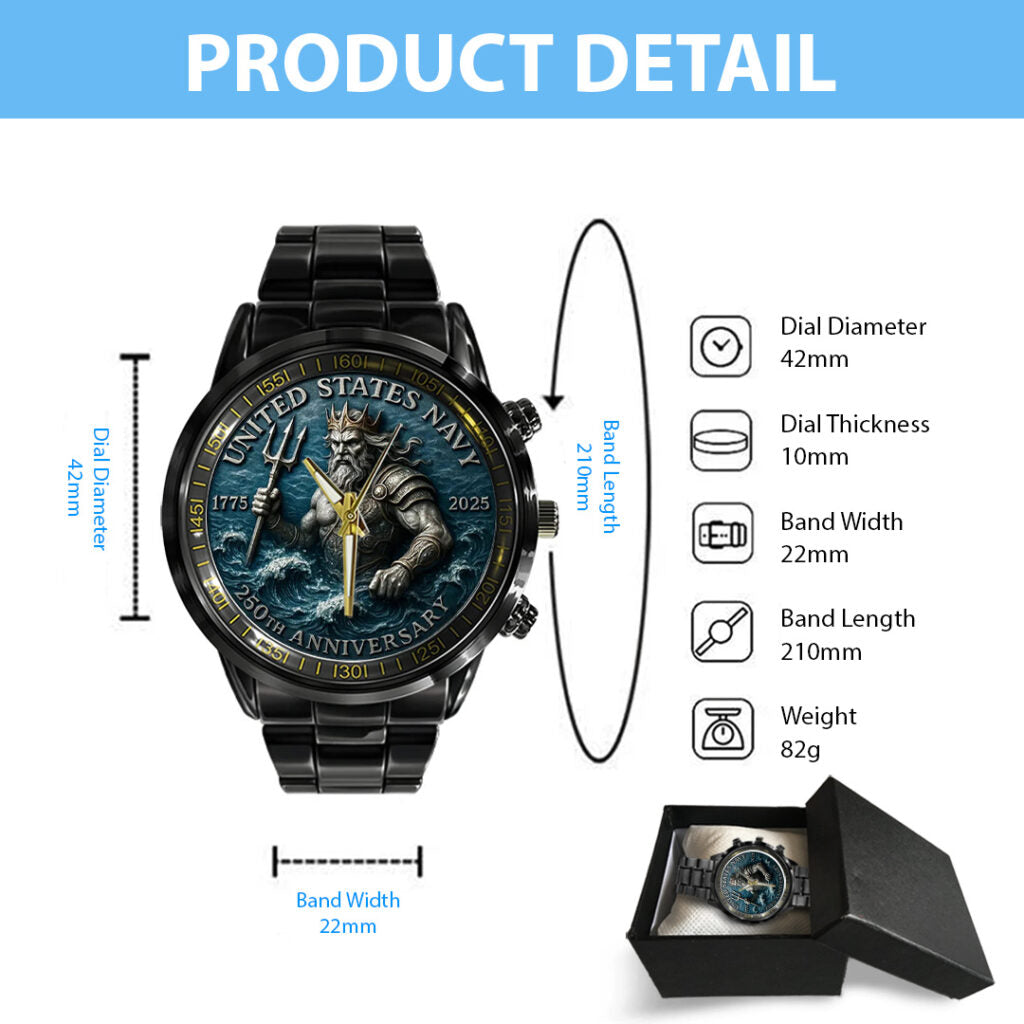 US Navy Black Stainless Steel Watch - TANTN15896