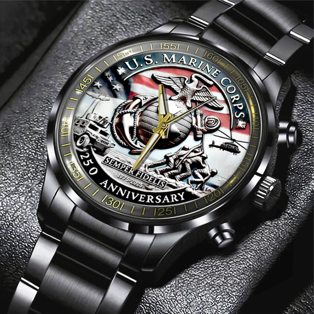 US Marine Corps Black Stainless Steel Watch - TANTN15908