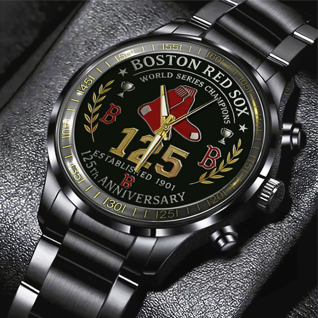 Boston Red Sox 125th Anniversary 2026 Black Stainless Steel Watch - TANTN16070