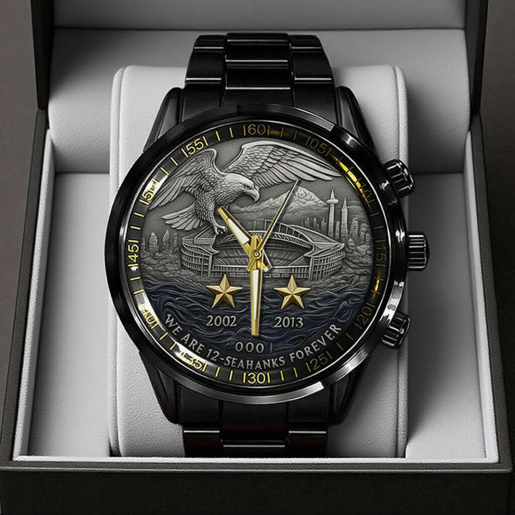 Seattle Seahawks 50th Anniversary 2026 Black Stainless Steel Watch - TANTN16083