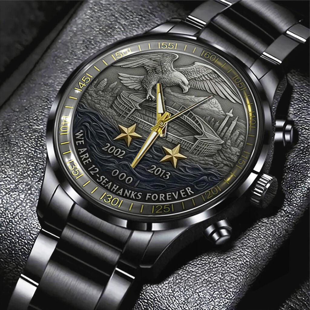 Seattle Seahawks 50th Anniversary 2026 Black Stainless Steel Watch - TANTN16083