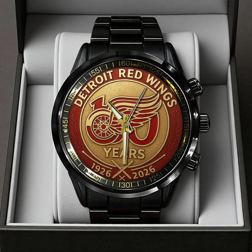 Detroit Red Wings 100th Anniversary 2026 Black Stainless Steel Watch - TANTN16093