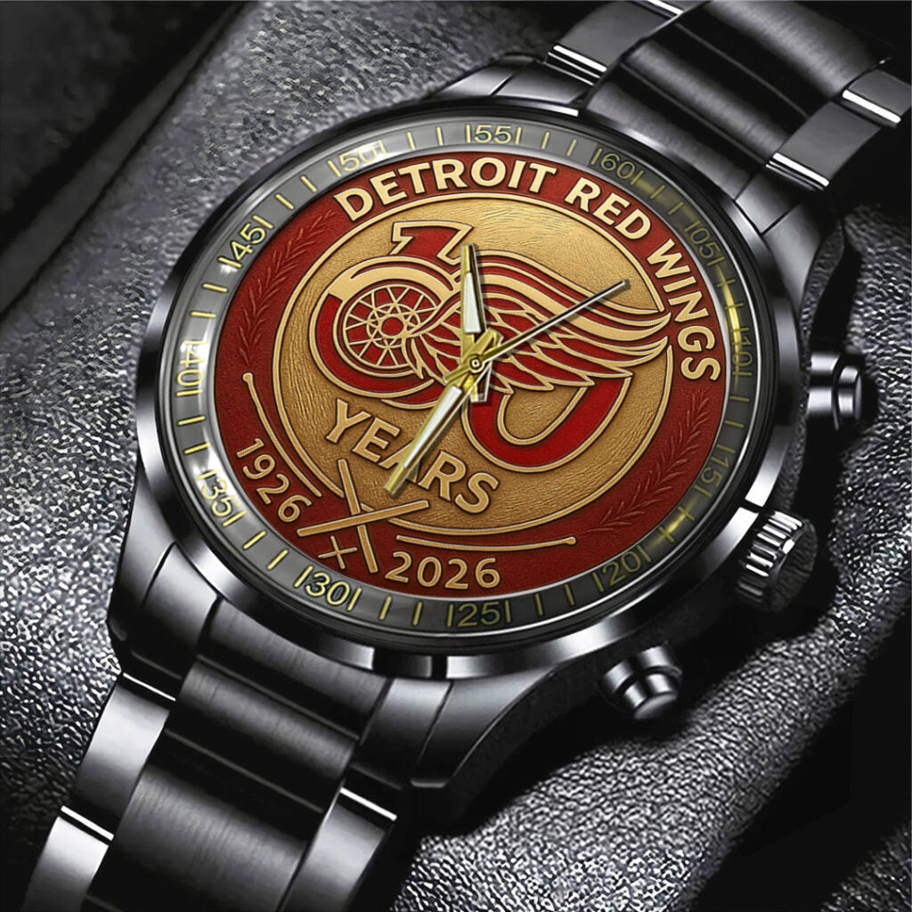 Detroit Red Wings 100th Anniversary 2026 Black Stainless Steel Watch - TANTN16093