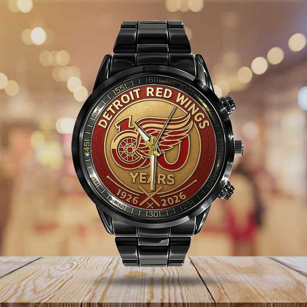 Detroit Red Wings 100th Anniversary 2026 Black Stainless Steel Watch - TANTN16093