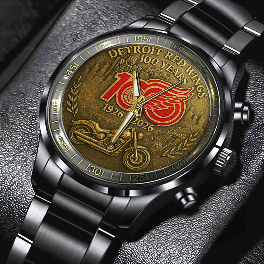 Detroit Red Wings 100th Anniversary 2026 Black Stainless Steel Watch - TANTN16095