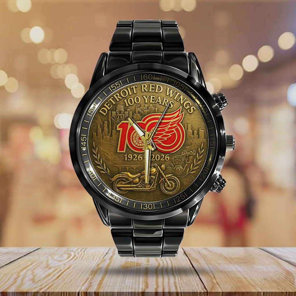 Detroit Red Wings 100th Anniversary 2026 Black Stainless Steel Watch - TANTN16095