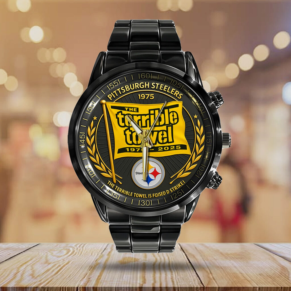 Pittsburgh Steelers The Terrible Towel 2025 Black Stainless Steel Watch - TANTN16137