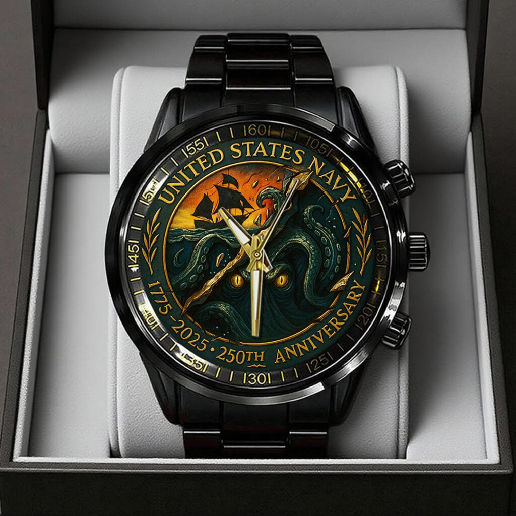 US Navy 250th Anniversary Black Stainless Steel Watch - TANTN17238