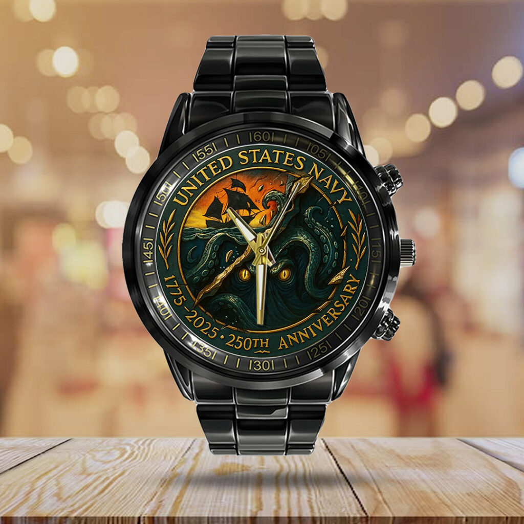 US Navy 250th Anniversary Black Stainless Steel Watch - TANTN17238