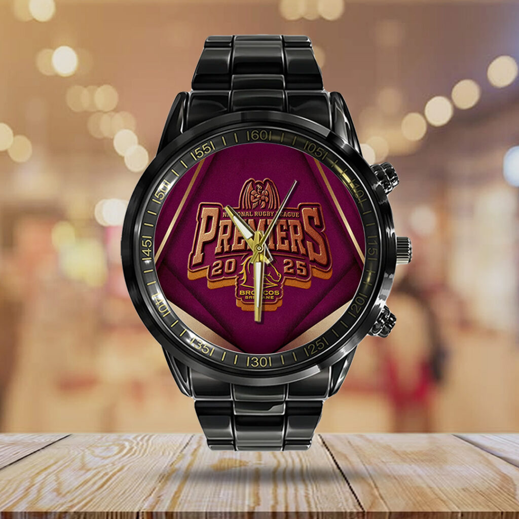 Brisbane Broncos 2025 Premiership Black Stainless Steel Watch – TANTN17398