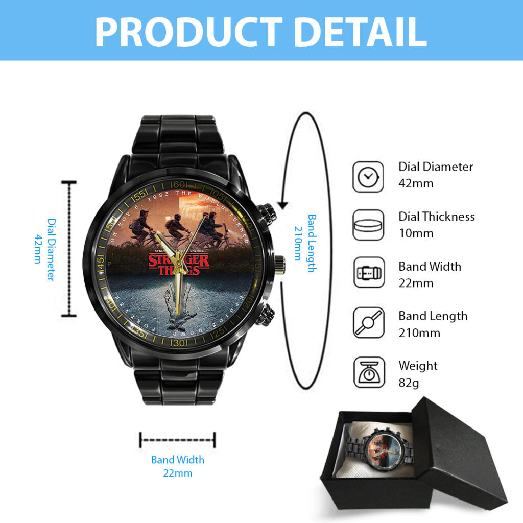 Stranger Things Black Stainless Steel Watch - TANTN17477