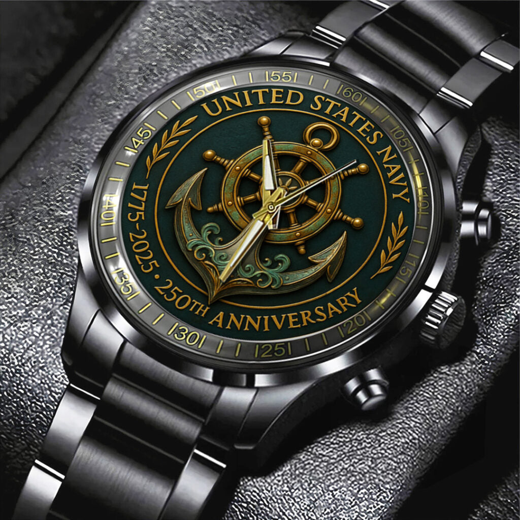US Navy 250th Anniversary Black Stainless Steel Watch – TANTN17536