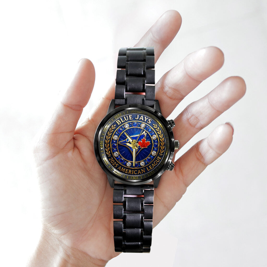 Toronto Blue Jays  2025 American League Champions Black Stainless Steel Watch - TANTN17723