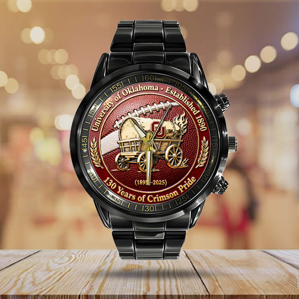 Oklahoma Sooners Football 130th Anniversary 2025 Black Stainless Steel Watch - TANTN17818
