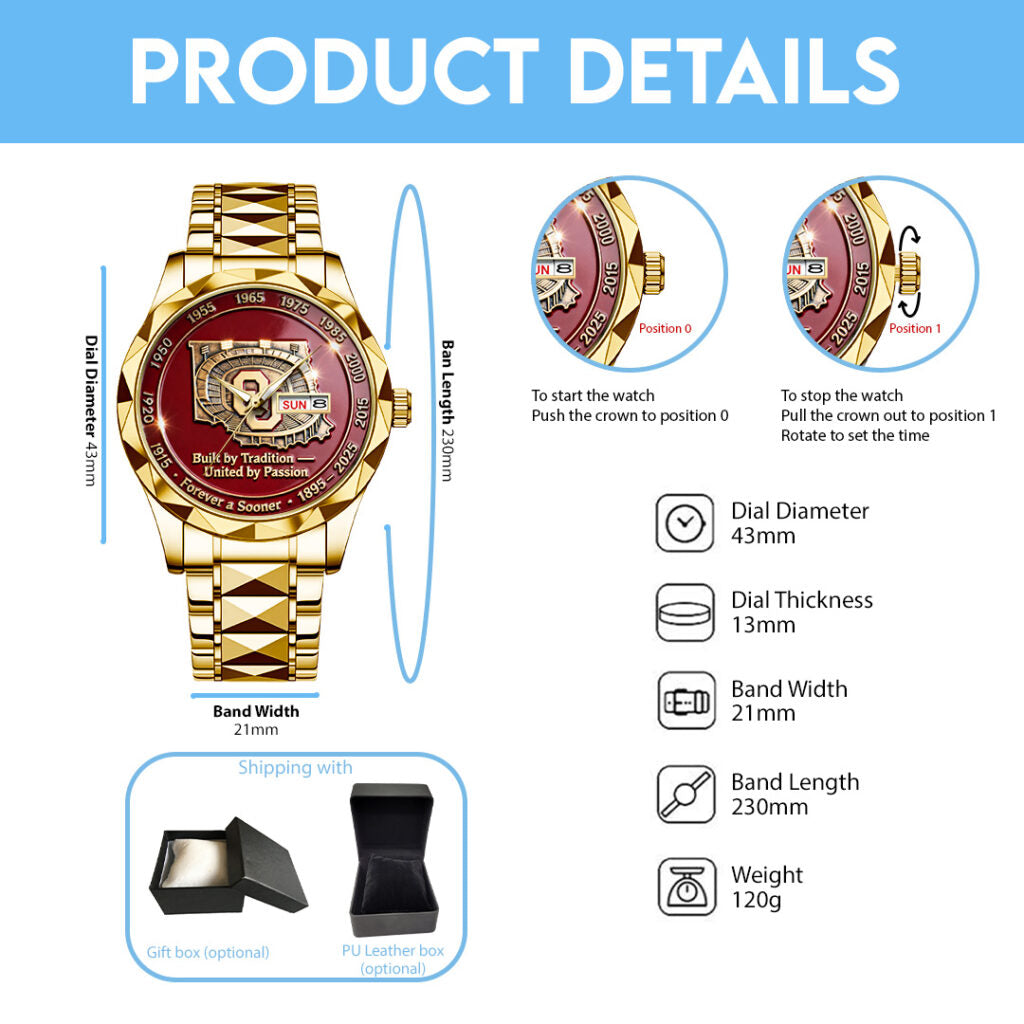Oklahoma Sooners Football 130th Anniversary 2025 Alloy Luxury Quartz Watch - TANTN17821