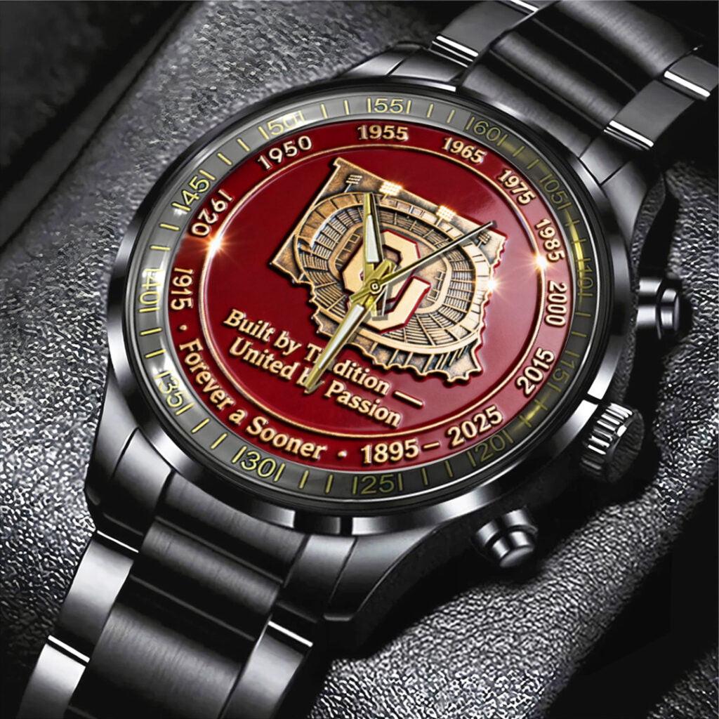 Oklahoma Sooners Football 130th Anniversary 2025 Black Stainless Steel Watch - TANTN17822