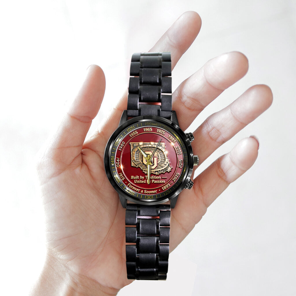 Oklahoma Sooners Football 130th Anniversary 2025 Black Stainless Steel Watch - TANTN17822