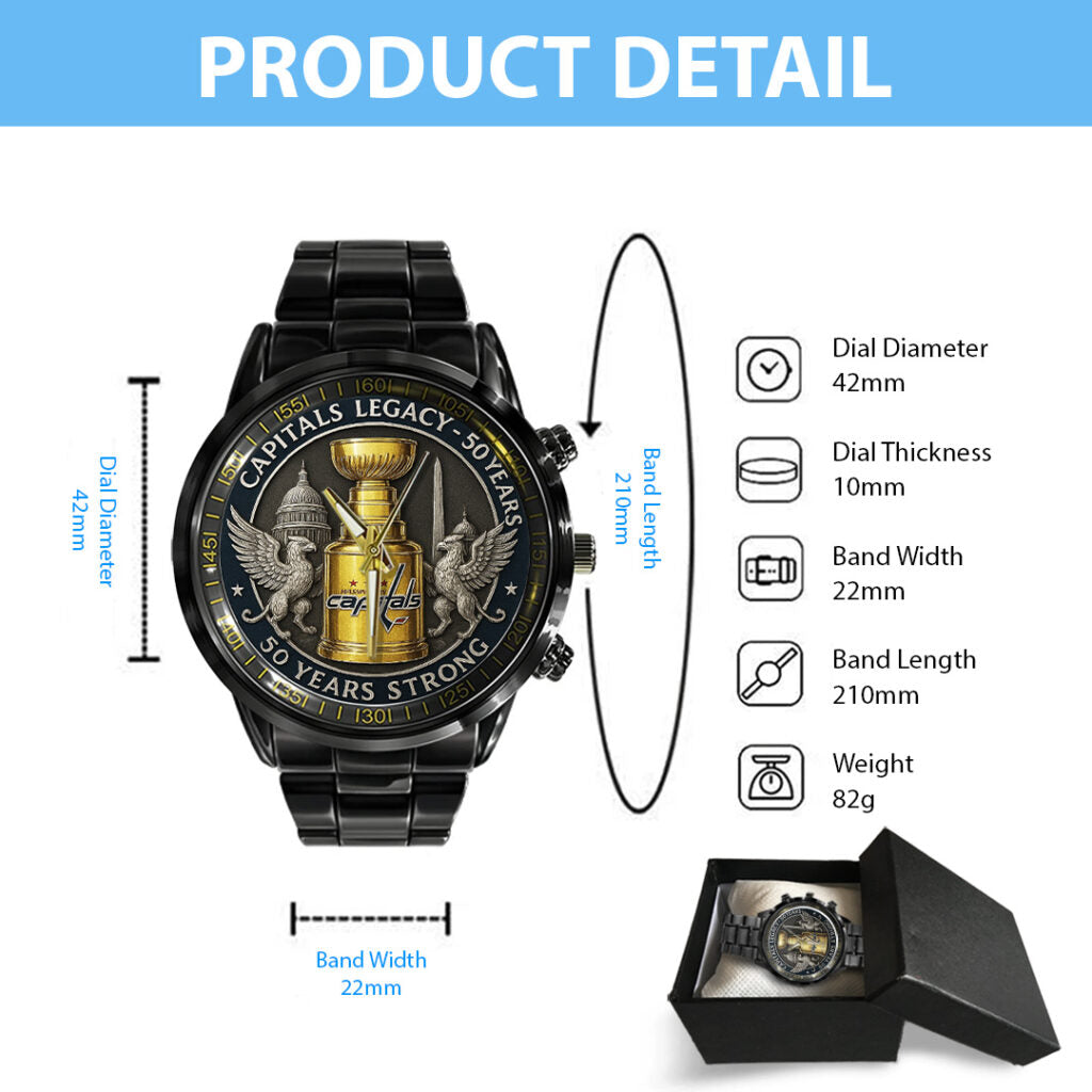 Washington Capitals 50 Years Black Stainless Steel Watch - TANTN17828