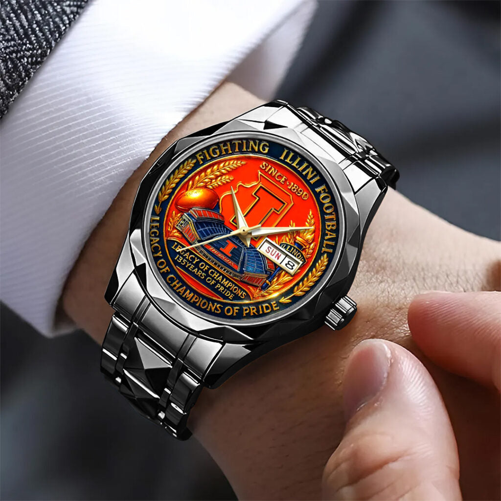 Illinois Fighting Illini Football Alloy Luxury Quartz Watch - TANTN17997