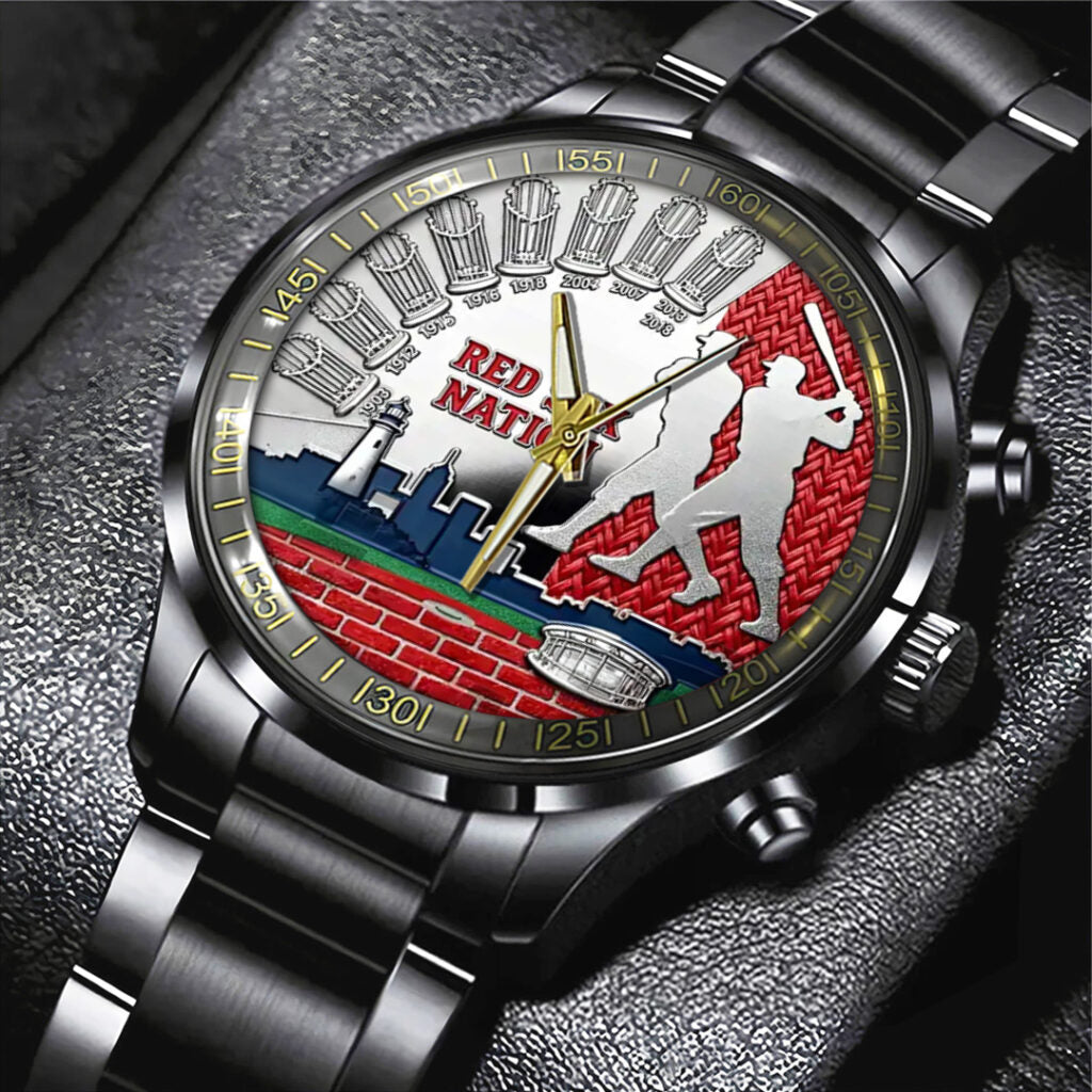 Boston Red Sox 125th Anniversary Black Stainless Steel Watch - TANTN18279