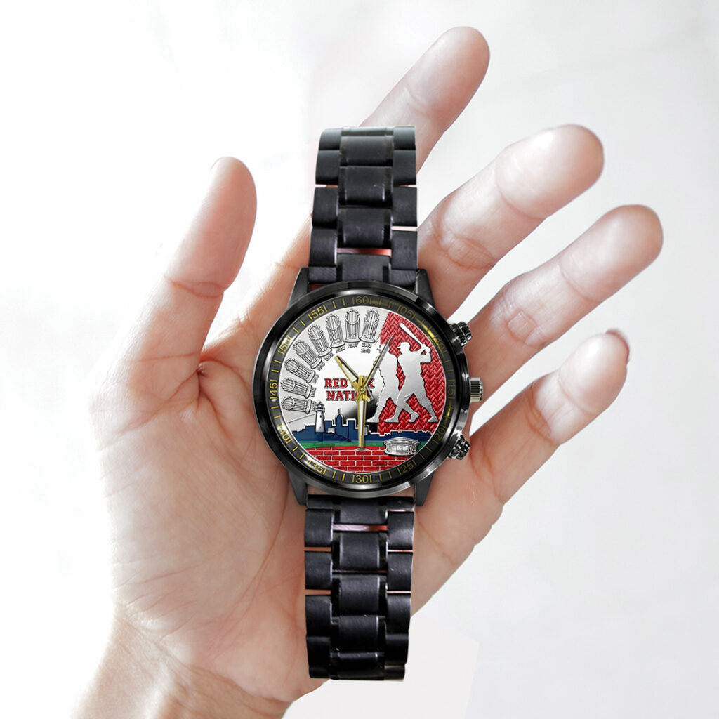 Boston Red Sox 125th Anniversary Black Stainless Steel Watch - TANTN18279