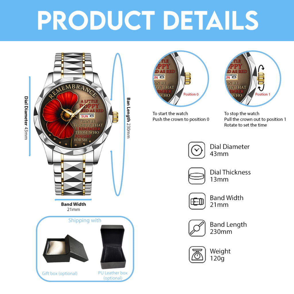 Poppy Remembrance Military Alloy Luxury Quartz Watch - TANTN18438