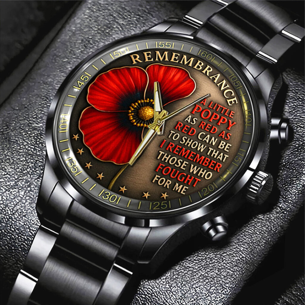 Poppy Remembrance Military Black Stainless Steel Watch - TANTN18443