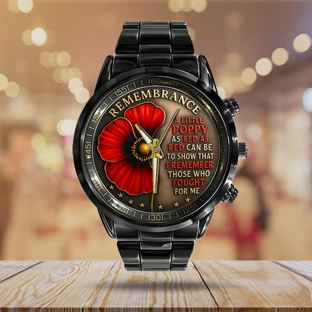 Poppy Remembrance Military Black Stainless Steel Watch - TANTN18443