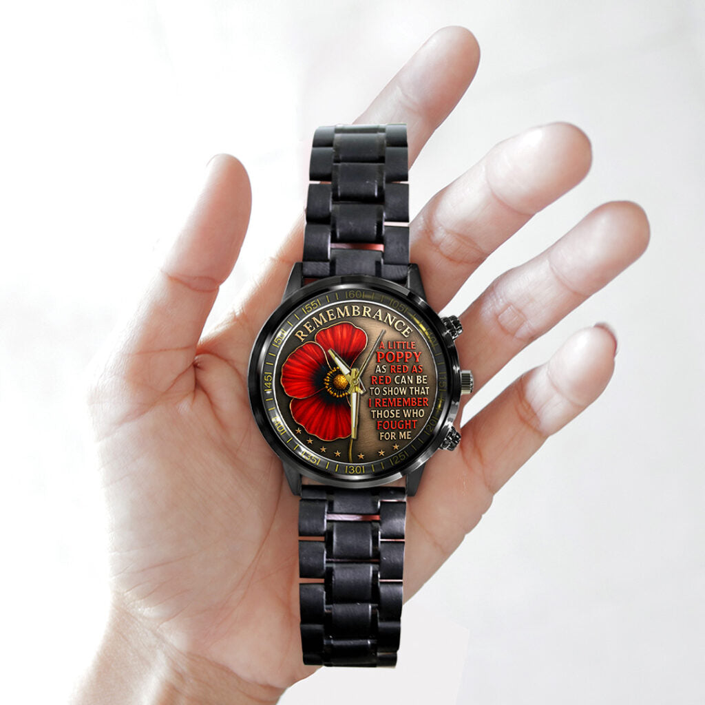 Poppy Remembrance Military Black Stainless Steel Watch - TANTN18443