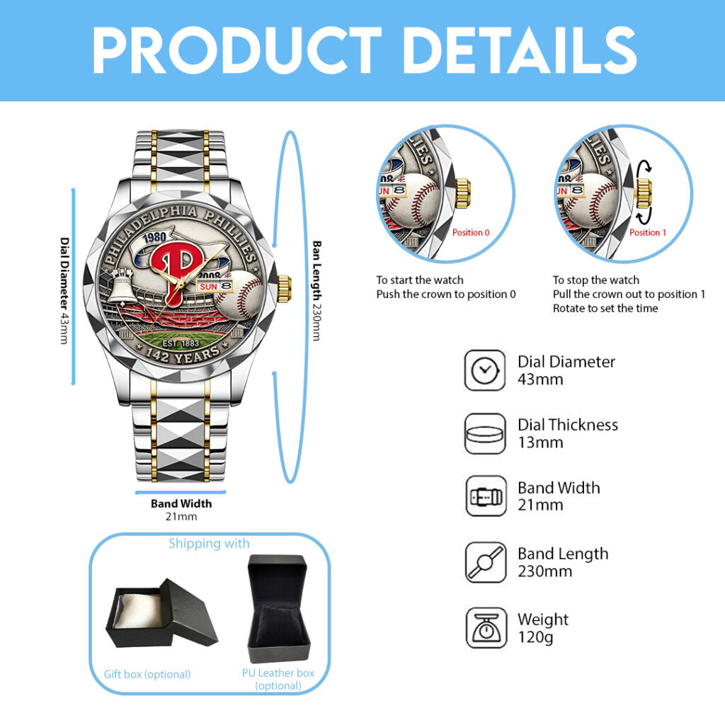 Philadelphia Phillies 142nd Anniversary Alloy Luxury Quartz Watch - TANTN18480