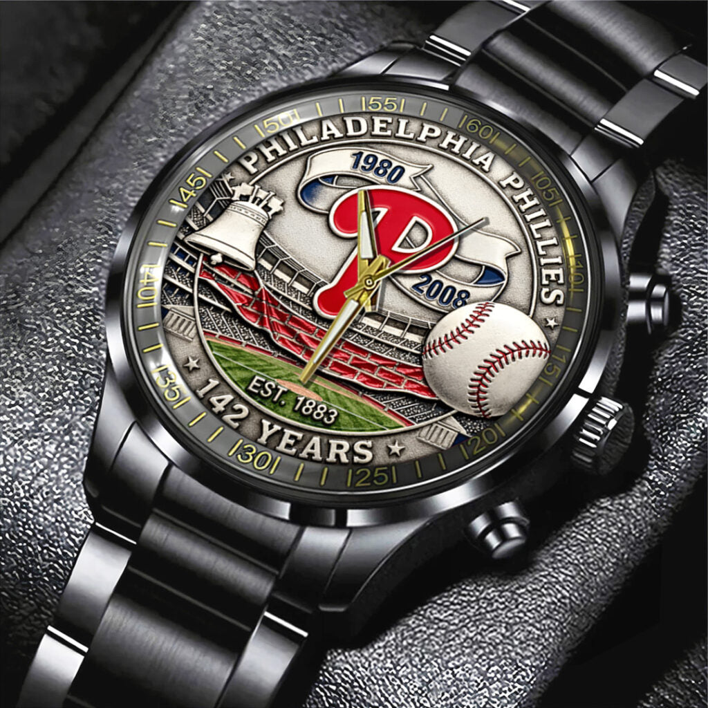 Philadelphia Phillies 142nd Anniversary Black Stainless Steel Watch - TANTN18481
