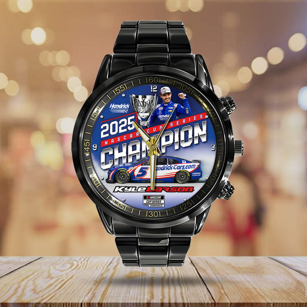 Kyle Larson 2025 NASCAR Cup Series Champion Black Stainless Steel Watch - TANTN18545