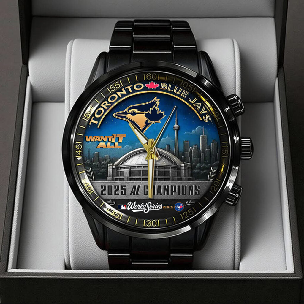 Toronto Blue Jays WinCraft 2025 American League Champions Black Stainless Steel Watch - TANTN18702