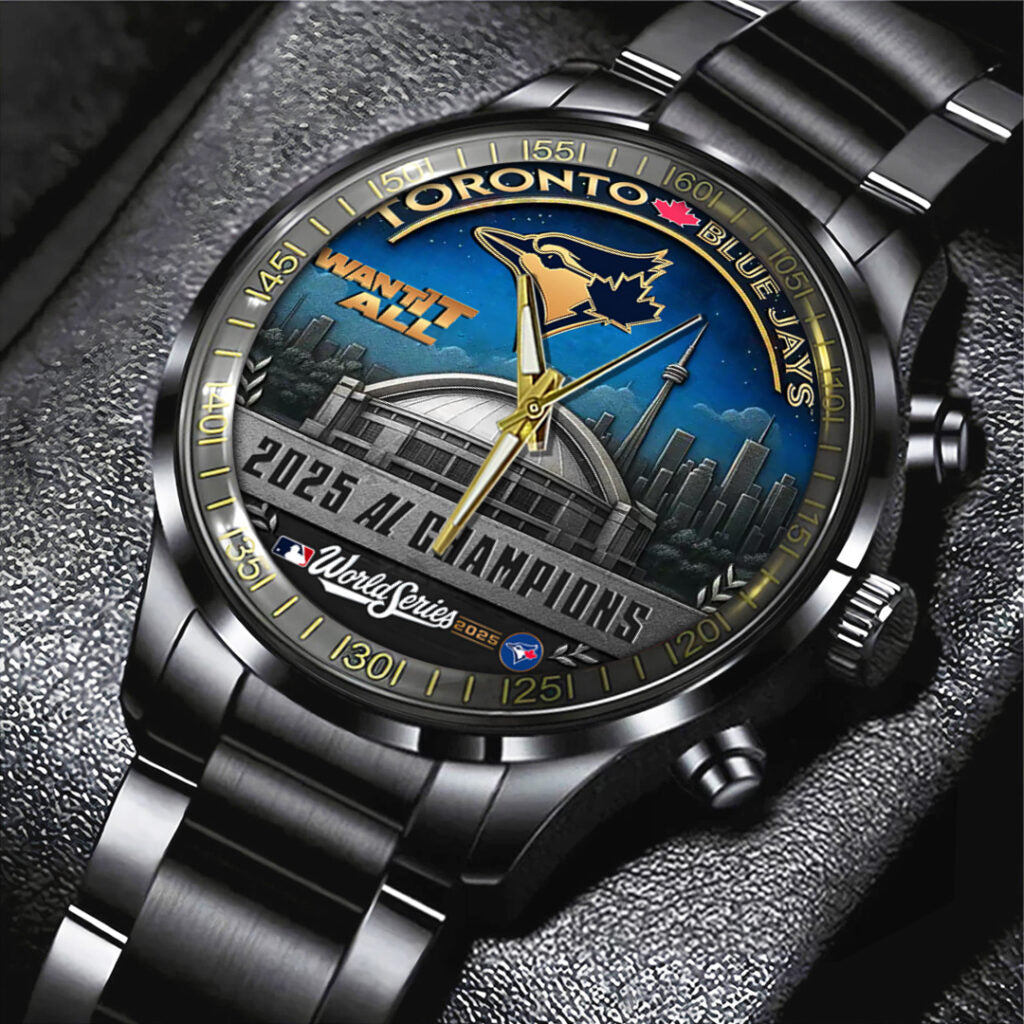 Toronto Blue Jays WinCraft 2025 American League Champions Black Stainless Steel Watch - TANTN18702