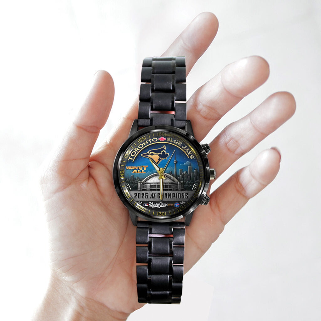 Toronto Blue Jays WinCraft 2025 American League Champions Black Stainless Steel Watch - TANTN18702