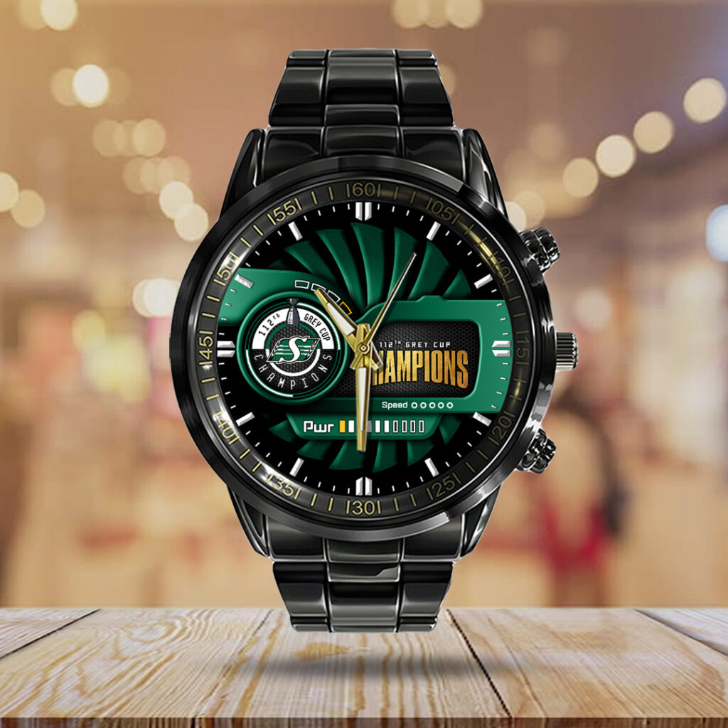 Saskatchewan Roughriders 2025 Grey Cup Champions Black Stainless Steel Watch - TANTN19016
