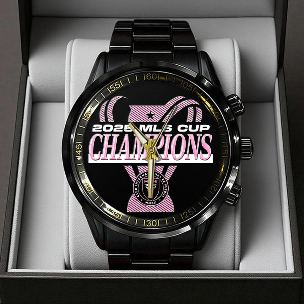 Inter Miami CF Champions MLS 2025 Black Stainless Steel Watch - TANTN19194