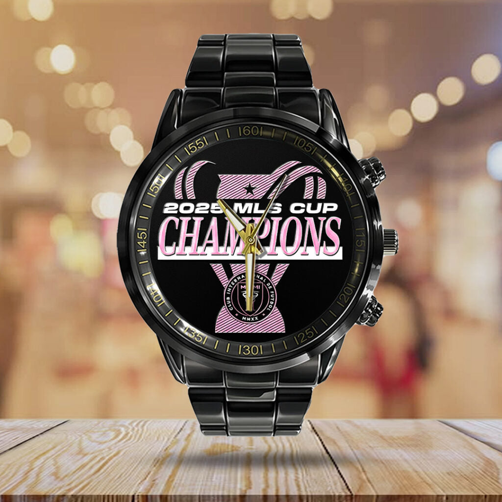 Inter Miami CF Champions MLS 2025 Black Stainless Steel Watch - TANTN19194