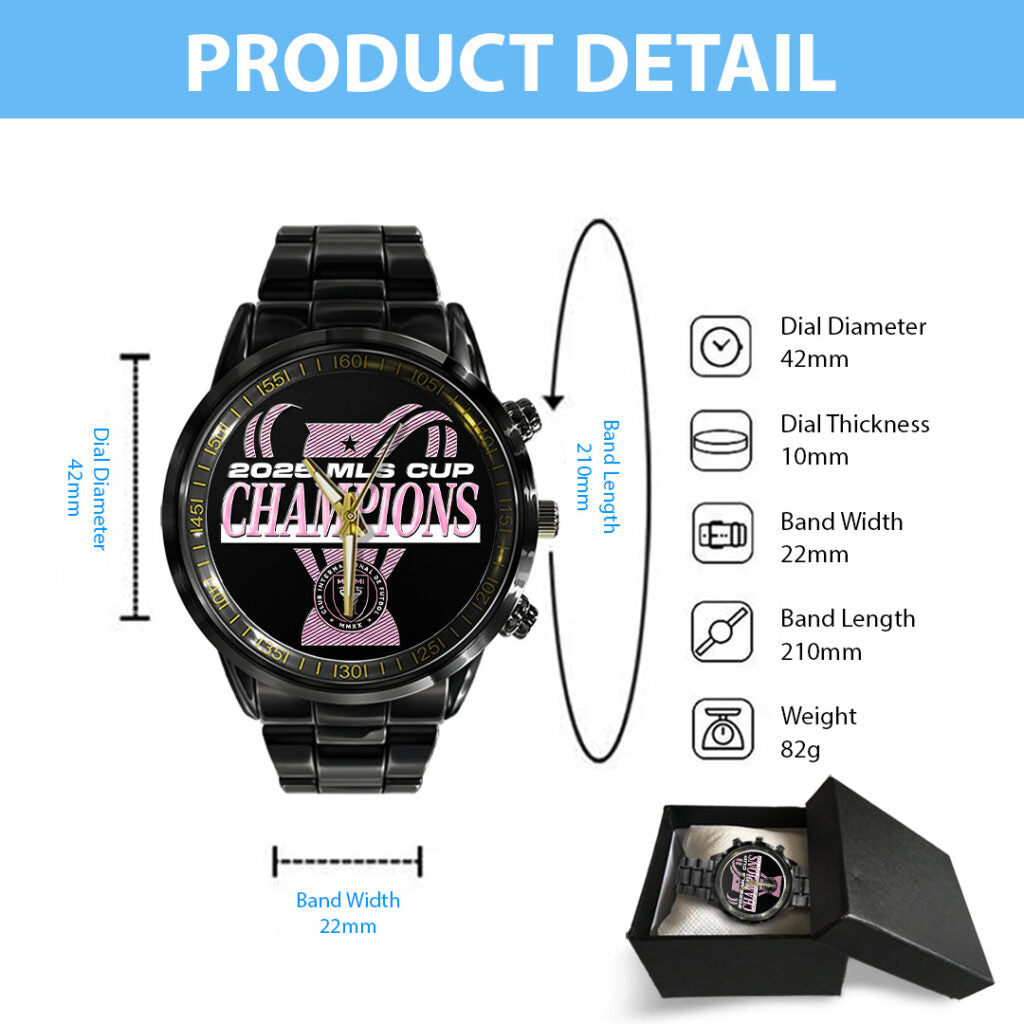 Inter Miami CF Champions MLS 2025 Black Stainless Steel Watch - TANTN19194