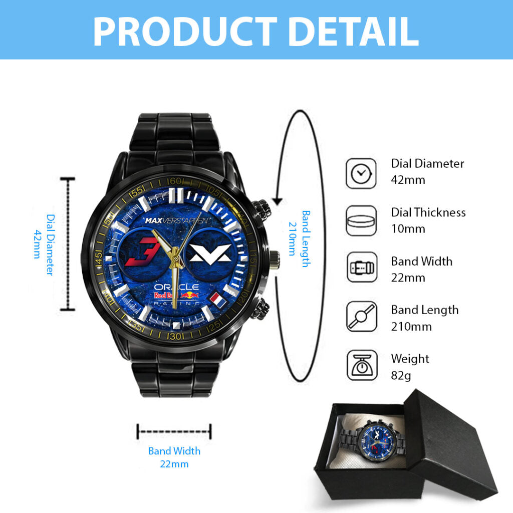Red Bull Racing x Max Verstappen Black Stainless Steel Watch - TANTN19918