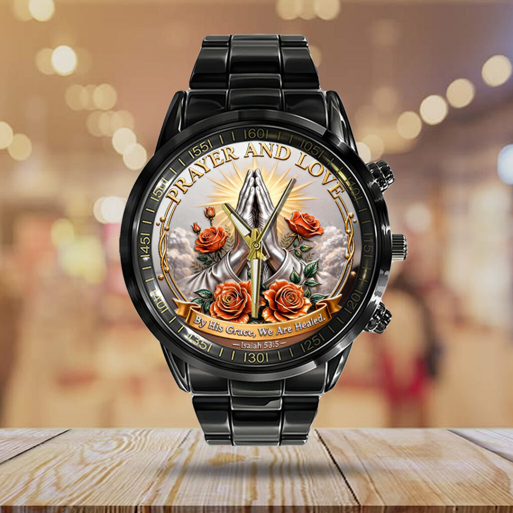 Prayer and Love Black Stainless Steel Watch - TANTN19991