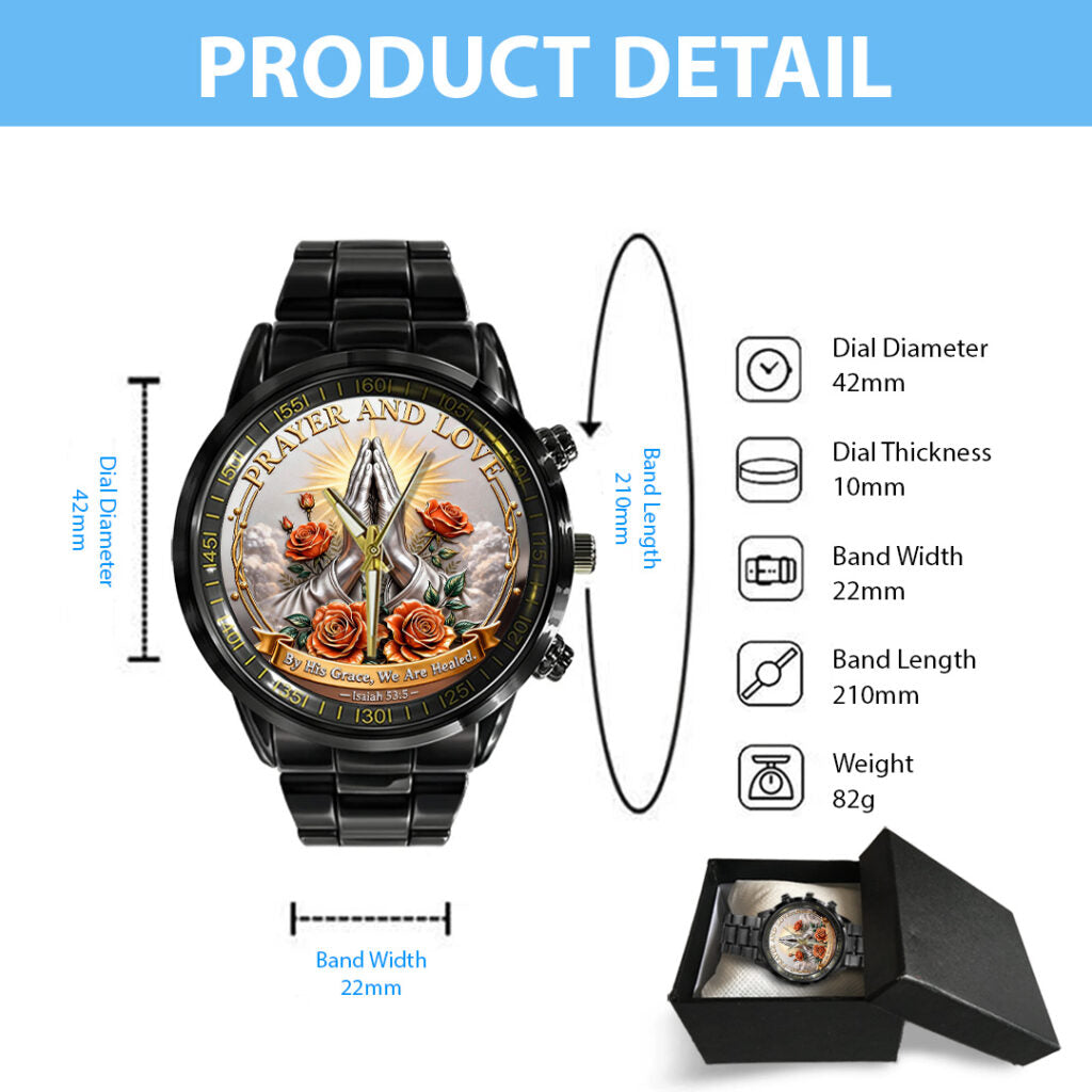 Prayer and Love Black Stainless Steel Watch - TANTN19991