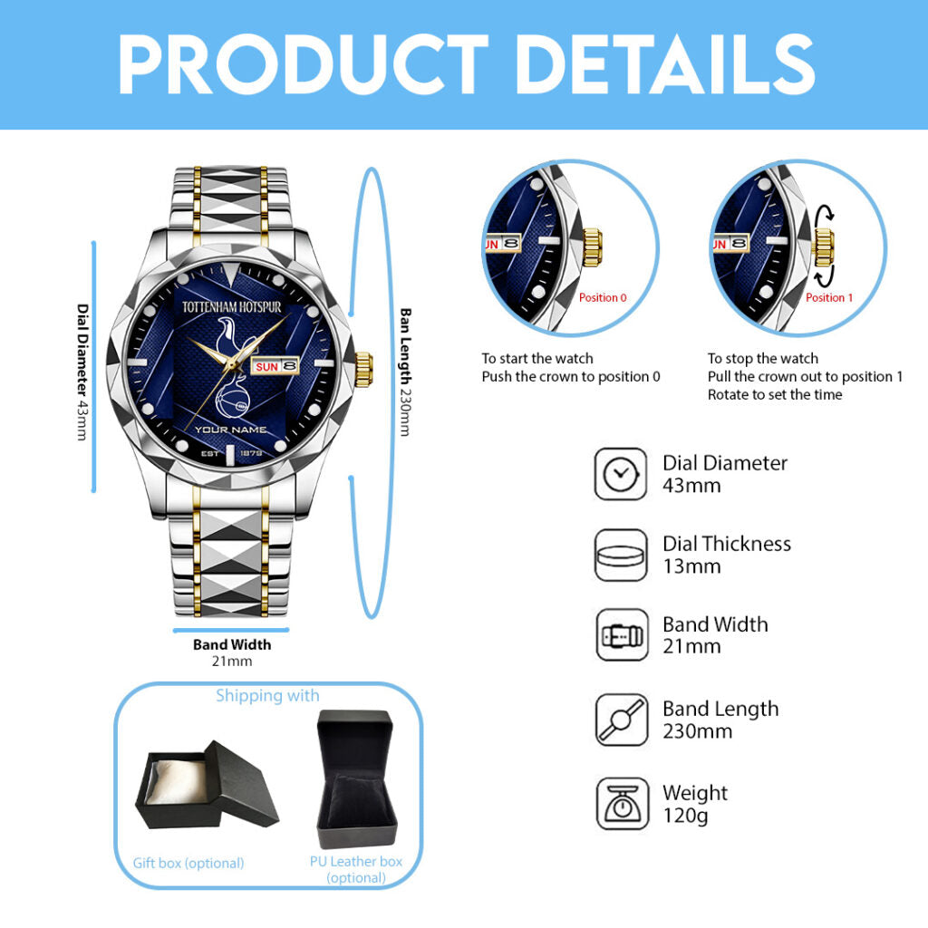 Personalized Tottenham Hotspur FC Alloy Luxury Quartz Watch - TANTN20261