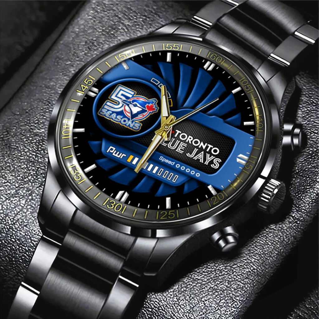 Toronto Blue Jays 50th Anniversary Black Stainless Steel Watch - TANTN20542