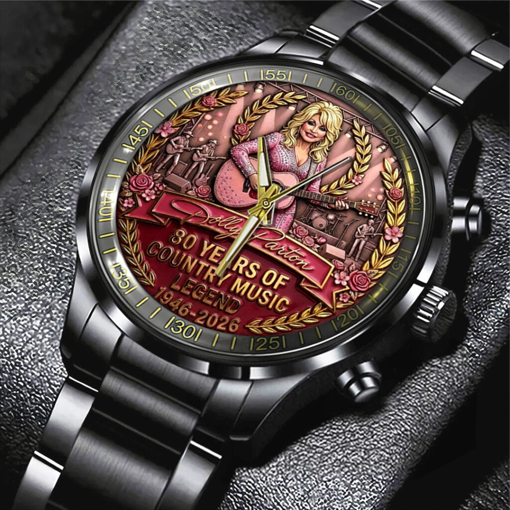 Dolly Parton 80th Anniversary Black Stainless Steel Watch - TANTN20588