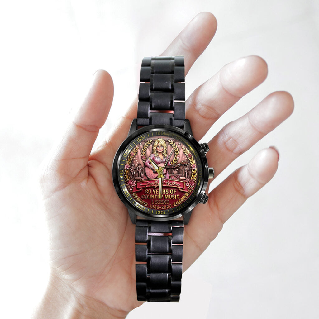 Dolly Parton 80th Anniversary Black Stainless Steel Watch - TANTN20588