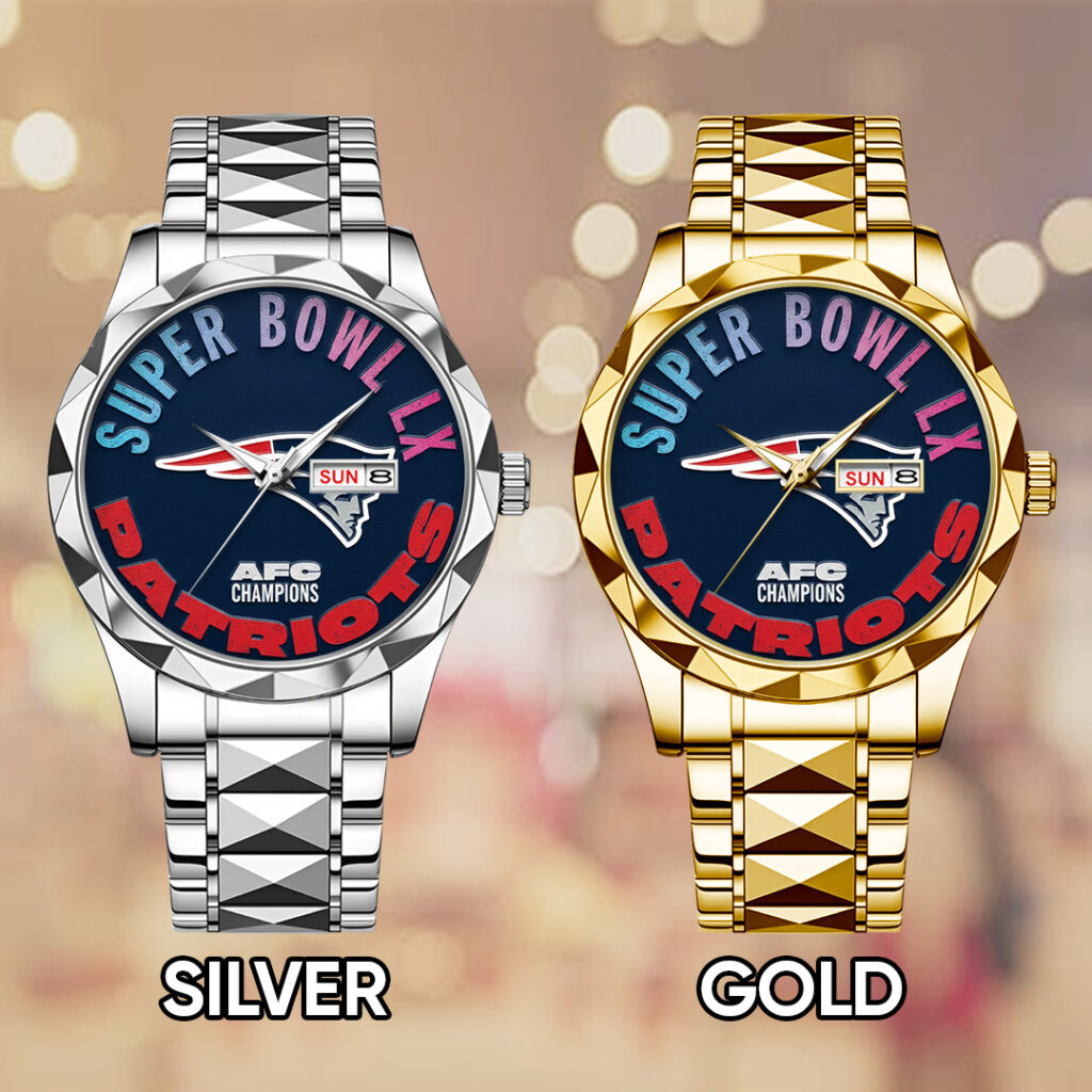 New England Patriots 2025 AFC Champions Alloy Luxury Quartz Watch - TANTN20640