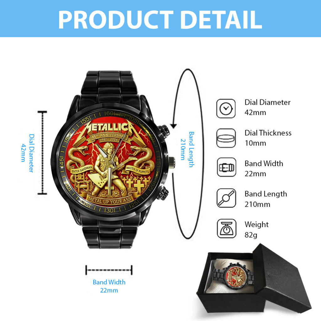 Metallica 45th Anniversary 2026 Black Stainless Steel Watch - TANTN20648